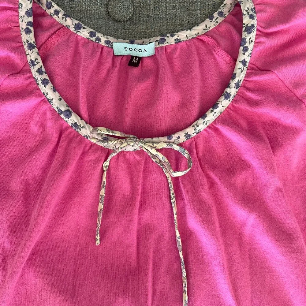 Vintage Tocca Pink Applique Scoop Neck 100% Cotton T-shirt Women's Medium - Picture 7 of 8